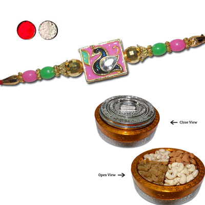 "Rakhi - FR- 8190 A (Single Rakhi),  Millionaire Dry Fruit Box - Code DFB9000(ED) - Click here to View more details about this Product